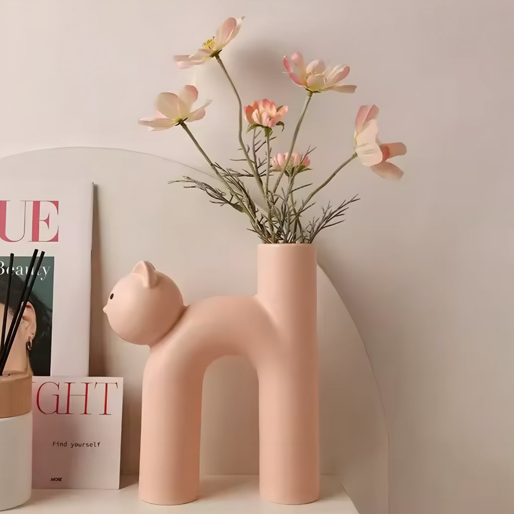 U-Shape Cartoon Cat Vase