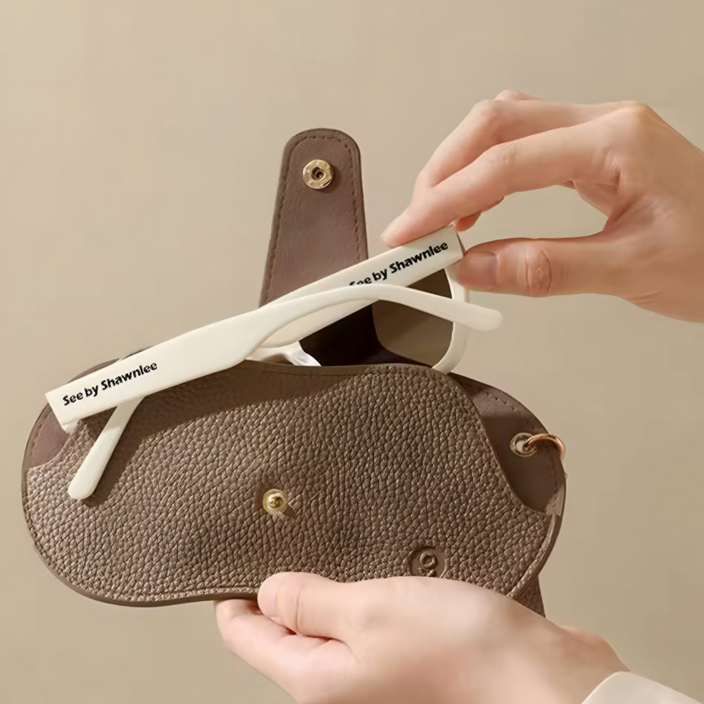 Soft Lychee Pattern PU Leather Glasses Bag