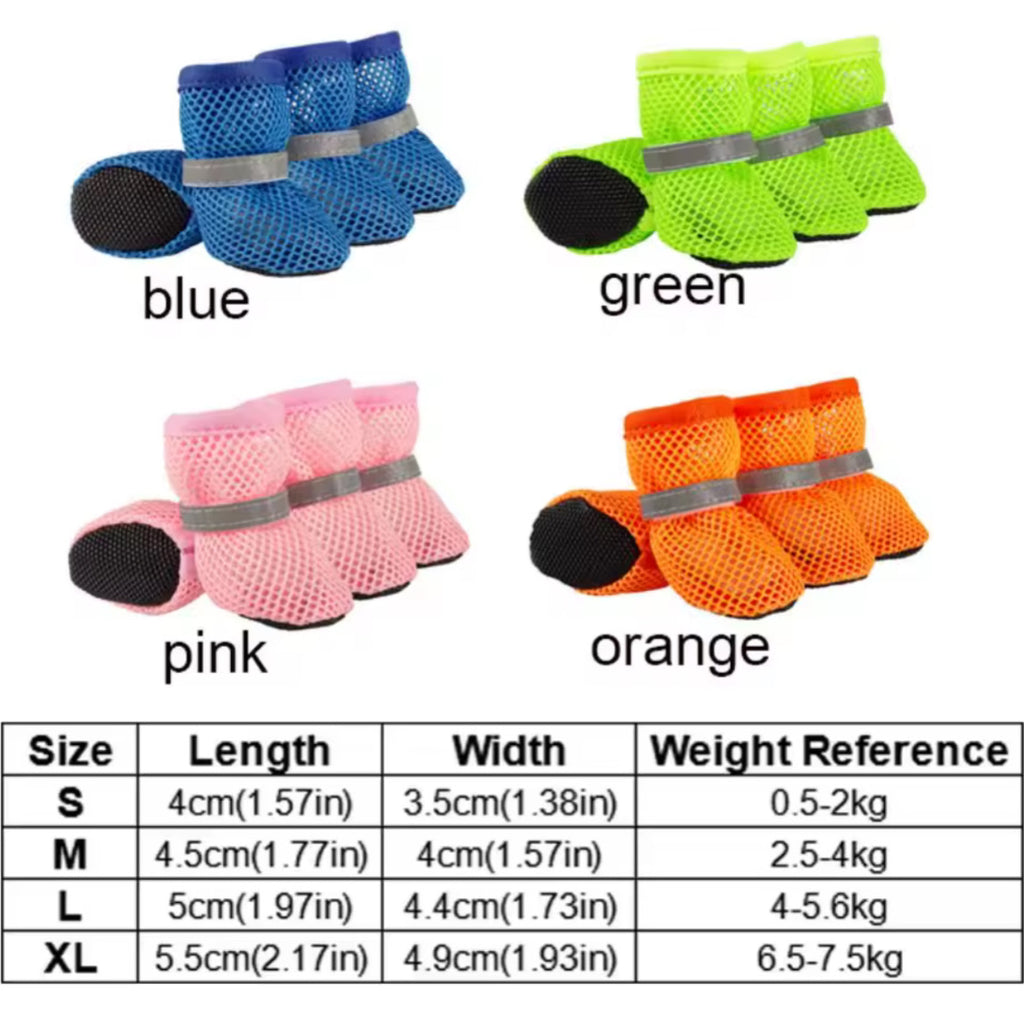 Fashion Breathable Dog Mesh Shoes (4-Piece Set)