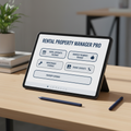 Planner digitale per gestione affitti visualizzato su iPad - interfaccia professionale e minimalista